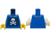 LEGO part Torso Shirt with Collar and Dark Blue Pirate Flag with White Skull and Crossbones (Jolly Roger) Pattern (BAM) / White Arms / Yellow Hands 973pb6086c01