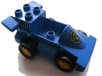 LEGO onderdeel Duplo Car Formula One with Blue Bottom and Yellow Number 2 Pattern, 1 Stud in Cab duploracer02a