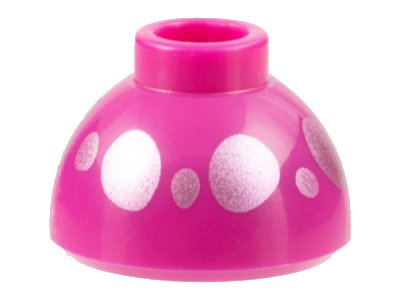 LEGO part Brick, Round 1 1/2 x 1 1/2 x 2/3 Dome Top with Metallic Pink Spots Pattern (20952pb05)
