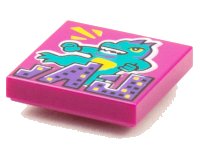 LEGO onderdeel Tegel 2 x 2 with BeatBit Album Cover - Dragon Monster Rampaging City Pattern 3068pb1550