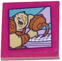 LEGO part Tile 2 x 2 with Tan Man with Medium Nougat Hook Playing Lavender Piano Pattern (Sticker) - Set 43187 3068pb2092