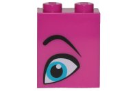 LEGO onderdeel Steen 1 x 2 x 2 met binnensteunpen met Medium Azure Oog en Zwart Wenkbrauw Patroon Model Linkerkant (Queen Watevra Wa'Nabi) 3245cpb093