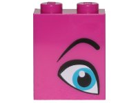 LEGO part Brick 1 x 2 x 2 with Inside Stud Holder with Medium Azure Eye and Black Eyebrow Pattern Model Right Side (Queen Watevra Wa'Nabi) 3245cpb094