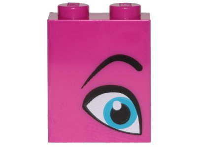 LEGO part Brick 1 x 2 x 2 with Inside Stud Holder with Medium Azure Eye and Black Eyebrow Pattern Model Right Side (Queen Watevra Wa'Nabi) (3245cpb094)