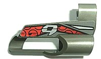 LEGO part Technic, Panel Fairing # 5 Small Short, Large Hole, Side A with Silver Number 9, Red and Black Pattern (Sticker) - Set 8354 32527pb08
