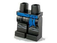 LEGO part Hips and Legs with Dark Azure Sash, Black Tunic Hem and Silver Knee Wrappings Pattern 970c00pb0985