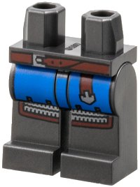 LEGO part Hips and Legs with Blue Surcoat, Reddish Brown Belt and Silver Chain Mail Pattern 970c00pb1172