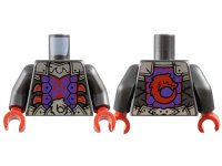 LEGO part Torso Dark Purple Armor, Silver Plates, Metallic Pink Blades, Red Trim and Wolf on Back Pattern / Pearl Dark Gray Arms / Red Hands 973pb5662c01