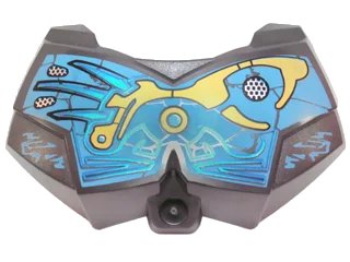 LEGO part Large Figure Chest Armor Small with Dark Azure and Yellow Pattern (Gali) (98603pb014)