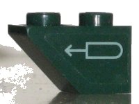 LEGO part Slope, Inverted 45 2 x 1 with Sand Green Russian Arrow Pattern Model Left Side (Sticker) - Set 7625 3665pb006L