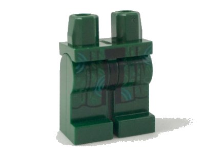 LEGO part Hips and Legs with Long Robe Ends, Bright Green and Bright Light Blue Design Pattern (970c00pb0840)