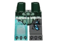 LEGO part Hips and 1 Dark Bluish Gray Left Leg, 1 Trans-Light Blue Right Leg with Sand Green Scaled Armor and Scars Pattern 970d22pb01