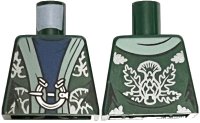 LEGO part Torso Harry Potter Robe, Sand Green Hem, Dark Blue Dress, Silver Pin Clasp and Thistle Pattern 973pb4311