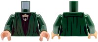 LEGO part Torso Robe with Gathers, Lines and Collar over Black Dress with Gold Brooch Pattern / Dark Green Arms / Light Nougat Hands 973pb6031c01