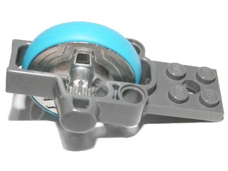 LEGO onderdeel Flywheel Plate 2 x 8 with Metal Flywheel and Dark Azure Tire (Chima Speedorz Rip Cord Base) (11125c01)