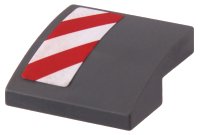 LEGO part Slope, Curved 2 x 2 x 2/3 with Red and White Danger Stripes Pattern Model Left Side (Sticker) - Set 60073 15068pb019L