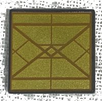 LEGO part Road Sign 2 x 2 Square with Open O Clip with Diamond Gold Triangles Pattern 15210pb069