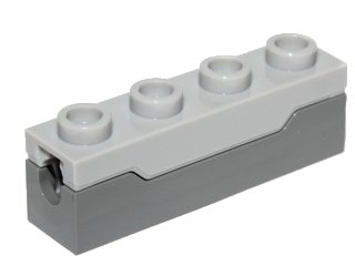 LEGO part Projectile Launcher, 1 x 4 Spring Shooter with Light Bluish Gray Top (15301c01)