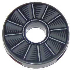 LEGO part Tile, Round 2 x 2 with Hole with Rotor Blade Pattern (15535pb01)