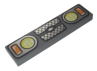 LEGO onderdeel Tile 1 x 4 with Yellow and Orange Headlights and Grille Pattern 2431pb0515