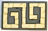 LEGO part Tile 2 x 3 with Tan Geometric Temple Ornament Pattern 26603pb329