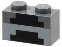LEGO part Brick 1 x 2 with Minecraft Pixelated Furnace Unlit Pattern 3004pb161
