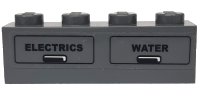 LEGO part Brick 1 x 4 with Black 'ELECTRICS' and 'WATER' Pattern (Sticker) - Set 7938 3010pb052L