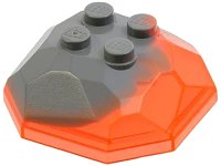 LEGO part Rock 4 x 4 Octagonal Boulder, Top with Marbled Trans-Neon Orange Pattern 30293pb01