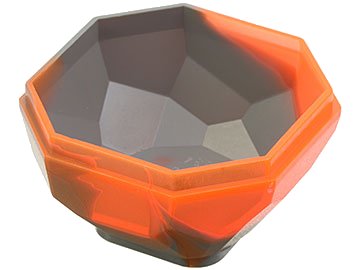LEGO part Rock 4 x 4 Octagonal Boulder, Bottom with Marbled Trans-Neon Orange Pattern (30294pb01)