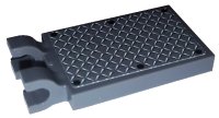 LEGO onderdeel Tile, Modified 2 x 3 with 2 U Clips with 6 Black Rivets on Silver Tread Plate Pattern (Sticker) - Set 7944 30350cpb034
