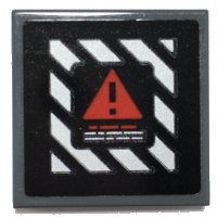 LEGO part Baldosa 2 x 2 con Patrón de Triángulo de Advertencia Rojo sobre Rayas de Peligro Blanco y Negro (Pegatina) - Set 70917 3068pb1678