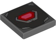 LEGO part Tile 2 x 2 with War Machine Armor Plates, Red and Coral Hexagonal Arc Reactor Pattern 3068pb2342