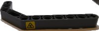 LEGO part Technic, Liftarm, Modified Bent Thick 1 x 11.5 Double with Black Overhead Load Danger Sign on Yellow Background Pattern Model Left Side (Sticker) - Set 42055 32009pb030L