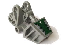 LEGO onderdeel Bionicle Foot with Ball Joint Socket 3 x 6 x 2 1/3, Rounded Tops with Dark Green Cover and White Triangle Pattern (Sticker) - Set 8100 32475pb01