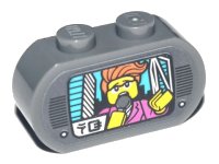 LEGO onderdeel Brick, Modified 1 x 3 with Round Ends with TV Display Female Reporter with Microphone and Ninjago Logogram 'NG' Pattern (Sticker) - Set 71741 35477pb002