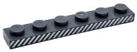 LEGO part Plate 1 x 6 with Silver Diagonal Stripes Pattern 3666pb02