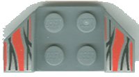 LEGO part Vehicle, Mudguard 2 x 4 with Flared Wings with Black, Red, and Silver Flame Tips Pattern 41854pb13