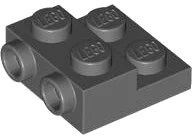 Plate, Modified 2 x 2 x 2/3 with 2 Studs on Side - Hollow Bottom Tube in donkerblauwgrijs, LEGO onderdeelnummer 4304