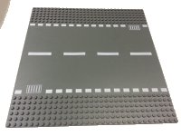 LEGO part Baseplate, Road 32 x 32 6-Stud Straight with White Dashed Lines and Storm Drain Pattern 44336px4