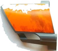 LEGO part Technic, Panel Fairing #23 Large Short, Small Hole, Side B with Orange and White Splatter Pattern 3 (Sticker) - Set 8297 44353pb16