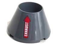 LEGO part Cone 4 x 4 x 2 Hollow No Studs with Red Arrow and White 'EXHAUST' Pattern Model Left Side (Sticker) - Set 70916 4742pb006L