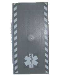 LEGO part Tile 8 x 16 with Bottom Tubes on Edges with White Safety Stripes and EMT Star of Life Pattern (Stickers) - Set 7892 48288pb06