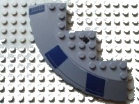 LEGO part Brick, Round Corner 10 x 10 with Slope 33 Edge, Axle Hole, Facet Cutout with Dark Blue Rectangles Pattern Model Right Side (Stickers) - Set 8016 58846pb04r