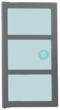 LEGO part Door 1 x 4 x 6 with 3 Panes with Molded Trans-Light Blue Glass with Stud Handle Pattern 60797pb01