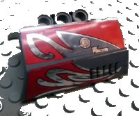 LEGO part Technic, Panel Engine Block Half / Side Intake with Red and Silver Flames, Oil Cap Pattern Model Right Side (Stickers) - Set 8493 61069pb004R