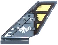 LEGO part Tail Shuttle with Rivets, Wooden Rudder and White Winged Skull Pattern on Both Sides (Stickers) - Set 70747 6239pb051