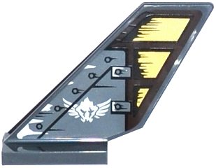 LEGO part Tail Shuttle with Rivets, Wooden Rudder and White Winged Skull Pattern on Both Sides (Stickers) - Set 70747 (6239pb051)