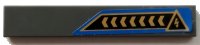 LEGO part Tile 1 x 6 with Gold Chevrons and Electricity Danger Triangle on Black and Blue Background Pattern Model Left Side (Sticker) - Set 70731 6636pb316L