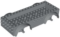 LEGO part Vehicle, Base 8 x 16 x 2 1/2 with Mudguards, 4 x 14 Recessed Center with 5 Holes, and Dark Bluish Gray Wheels Holders 68446c01
