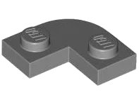 Plate, Round Corner 2 x 2 with 1 x 1 Cutout in donkerblauwgrijs, LEGO onderdeelnummer 79491
